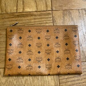 MCM Cognac Monogram Pouch